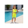 Kız Çocuk Neon Sarı Crop Üst ve Uzun Şortlu Mayo Takımı - 2 Parça