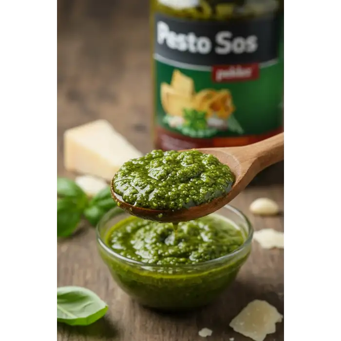 Pesto Sos 680 g Cam Şişe - Taze Fesleğenli Hazır Makarna Sosu