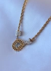 316L Çelik Gold Renk Lotus Model Zirkon Taşlı Burgu Zincir Kadın Kolye