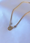 316L Çelik Gold Renk Lotus Model Zirkon Taşlı Burgu Zincir Kadın Kolye