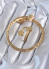 316L Çelik Gold Renk Sarmal Model Erkek Bileklik Yüzük Kombini