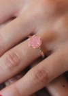 Pembe Lotus Çiçek Figür Gold Renk Kadın Yüzük