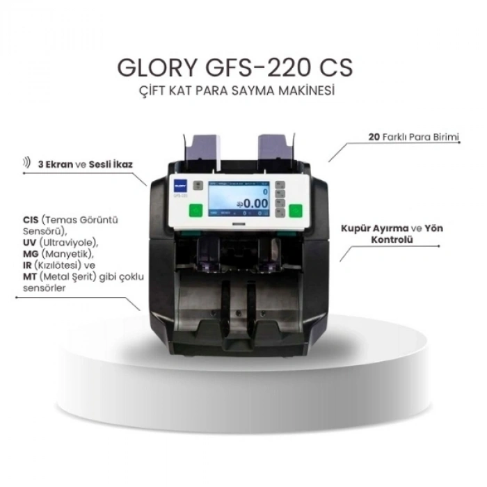 Glory GFS-220 Cs Para Sayma Makinesi Çift Kat