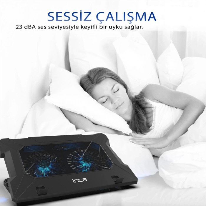 İnca Inc-021rx Ergonomıc Double Fan + Stand + With Rubber Sılent Notebook Cooler Black