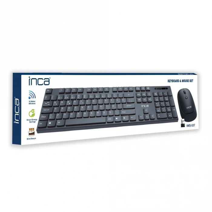 İnca IWS-537 Wireless Slim Design Soft Touch Q Keyboard Mouse Set