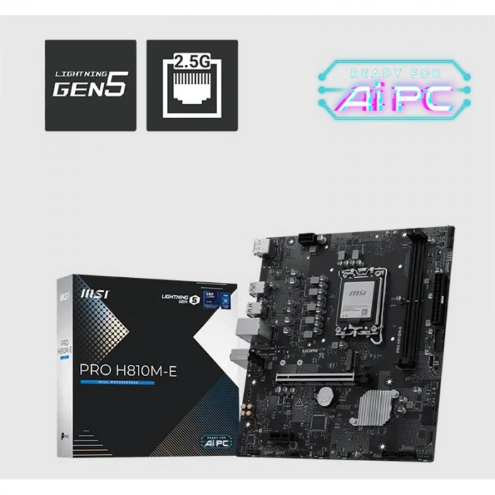 MSI PRO H810M-E DDR5 6400MT/S 1XHDMI 1XDP 1XM.2 USB 3.2 MATX 1851P (INTEL ULTRA PROCESSORS SERIES 2)
