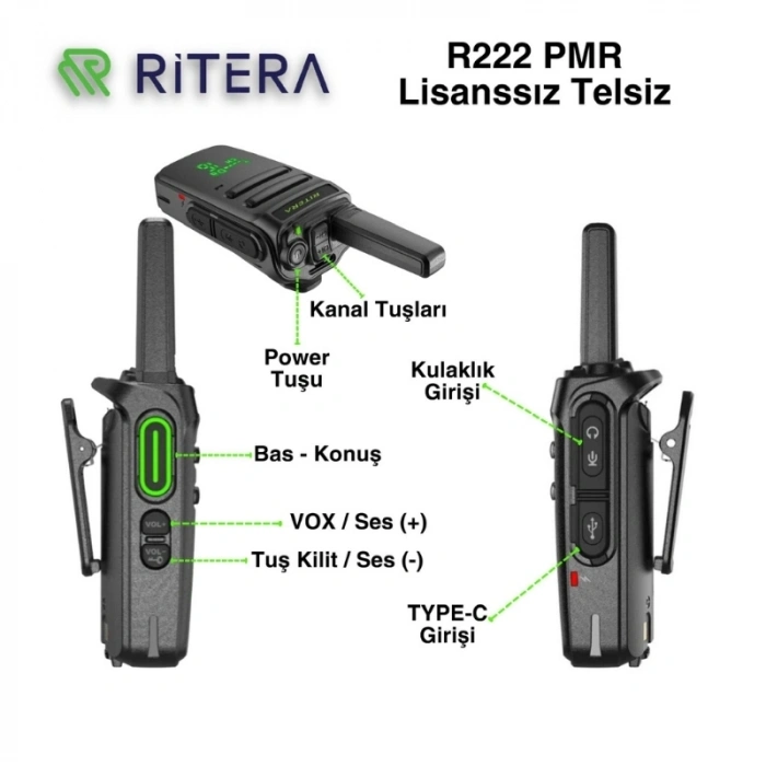 Ritera R222 Pmr Lisanssız El Telsizi