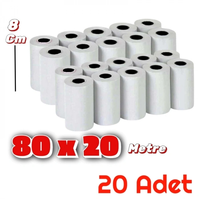 Rulo 80 X 20 Yazıcı kağıdı 20 Adet 2 Paket