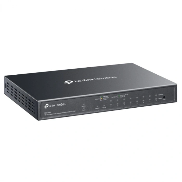 TP-LINK OMADA ES210GMP 10 PORT GIGABIT + 8-PORT POE+ YÖNETİLEBİLİR 123W POE METAL KASA SWITCH