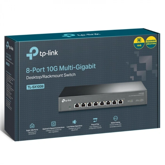 TP-LINK TL-SX1008 8 PORT 10G MULTI GIGABIT RJ45 METAL KASA RACKMOUNT SWITCH