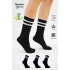 Bambu Tenis Çizgili Premium Kolej Çorabı Unisex Siyah Dikişsiz Soket Çorap 3lü Paket