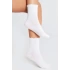 Bambu Kadın Lastiksiz Beyaz Fırfırlı Lastiksiz Dikişsiz Kadın Soket Çorap/İz Bırakmaz/Sıkmayan Çorap
