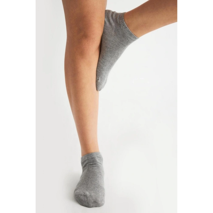 Bambu Kadın Gri Patik Dikişsiz Premium Çorap 3 Lü Paket