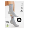Bambu Kadın Kalp Desenli Lastiksiz Gri Soket Dikişsiz Çorap 3lü Paket/ Sıkmayan Çorap/İz Bırakmaz