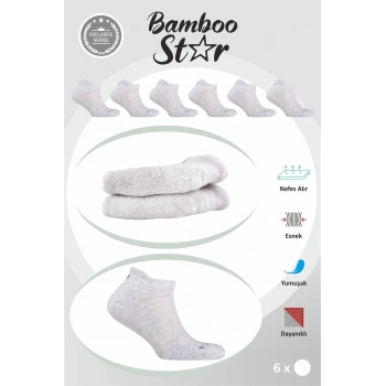 Erkek Havlu Kışlık Patik Çorap, Spor, Antibakteriyel , Esnek, Dikişsiz Açık Gri 6lı Premium Çorap