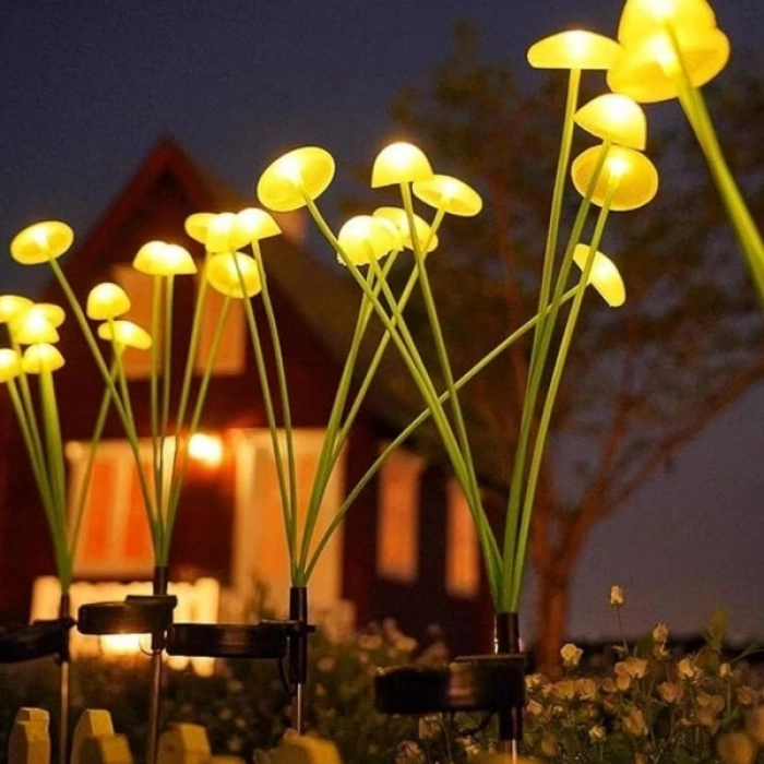 2 Adet Plastik Mantar Sensörlü Solar Bahçe Lambası