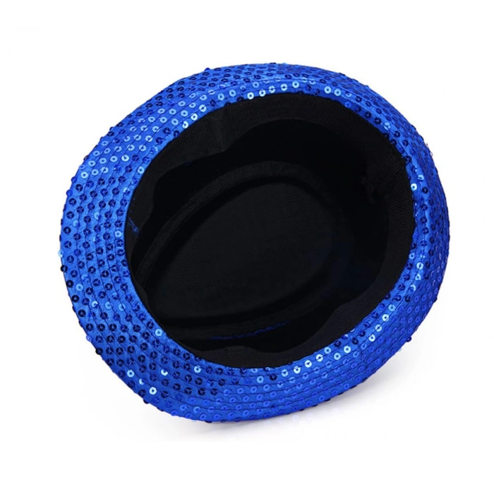 Mavi Payetli Fötr Şapka Yetişkin Boy