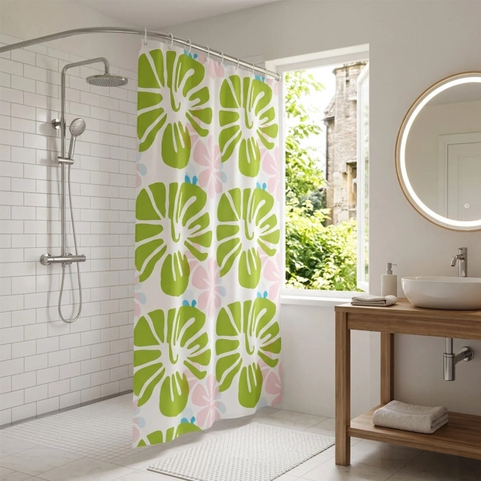 PVC Duş Perdesi - Çift Kanatlı - 12 Halkalı - 90x180 cm