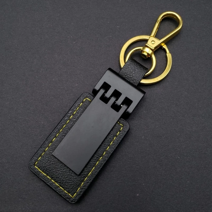 Siyah Gold Deri Metal Anahtarlık