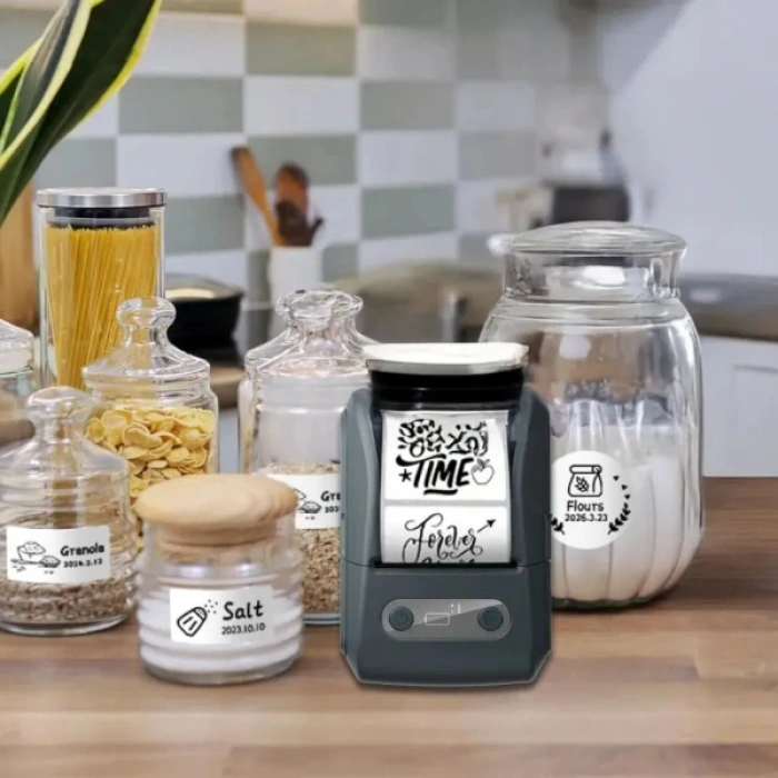 Siyah Kablosuz Portatif Etiket Yazıcısı