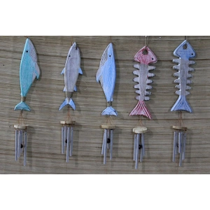 Ahşap Balıklı Metal Çan