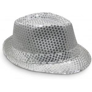 Gümüş Payetli Fötr Şapka Yetişkin Boy