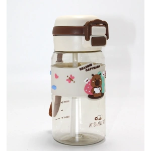 Kapibara Desenli Silikon Kılıflı Çocuk Matarası