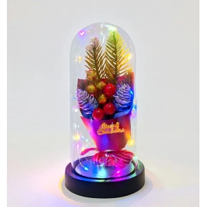 Yılbaşı Temalı Işıklı Dekoratif Cam Fanus - Model 3