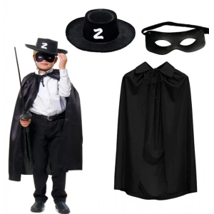 Zorro Pelerin Şapkası ve Maske Seti Çocuk Boy