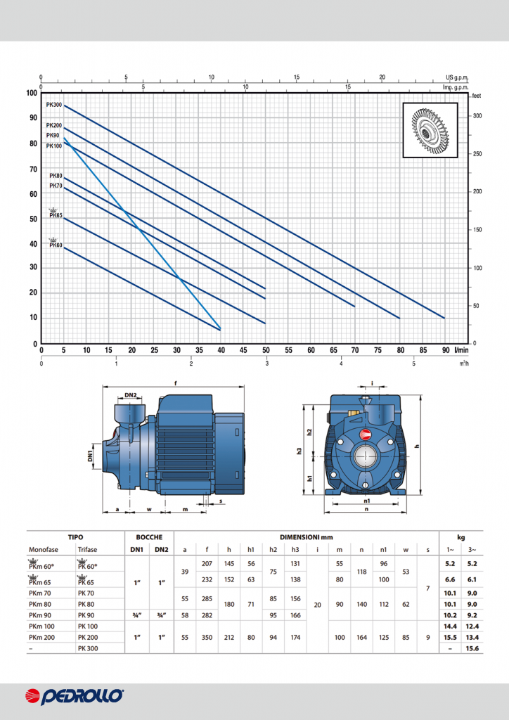 Pedrollo Pkm60 0.5 Hp 220V Monofaze Preferikal Pompa