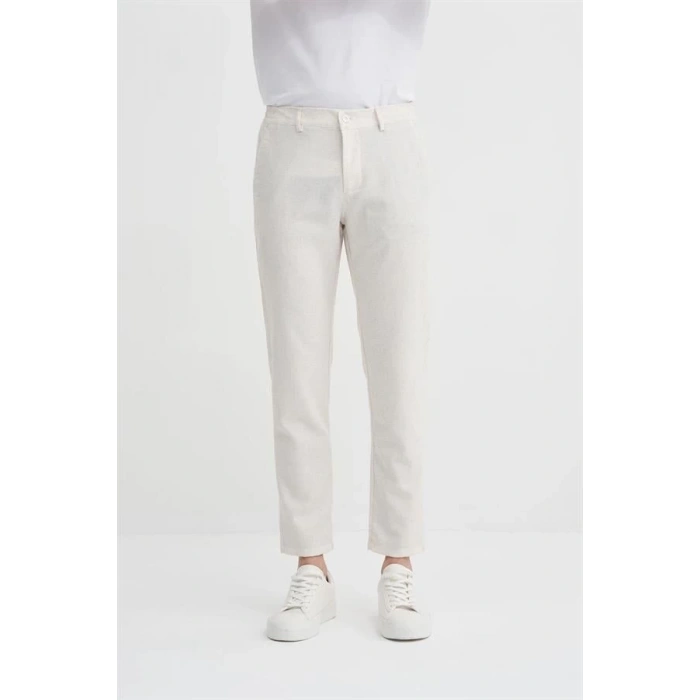 0035 Keten Erkek Jogger Pantolon Ekru