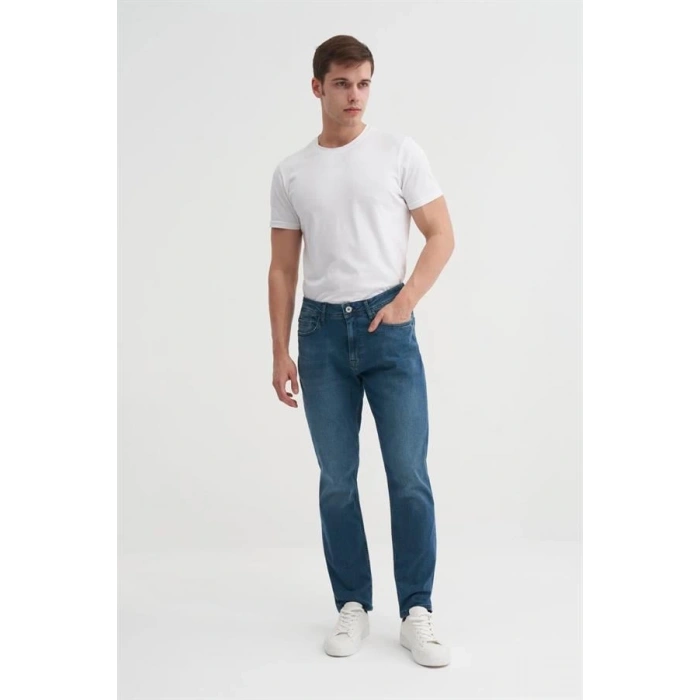 0796 Blade Normal Bel Geniş Paça Erkek Kot Pantolon Lacivert