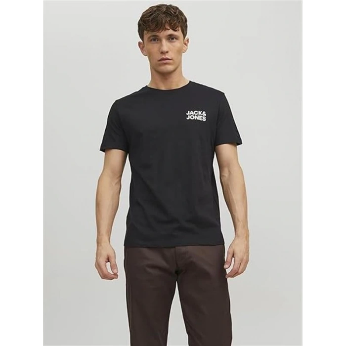 12151955 Bisiklet Yaka Baskılı Erkek T-Shirt Siyah