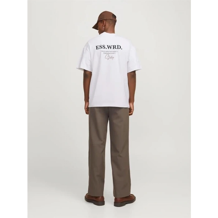 12270638 Sırt Baskkılı Over Size Erkek Tshırt Beyaz