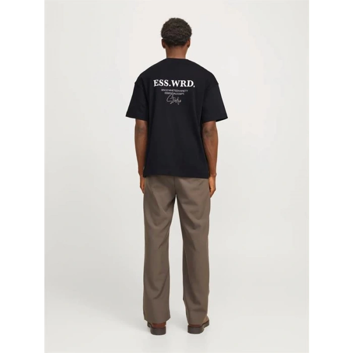 12270638 Sırt Baskkılı Over Size Erkek Tshırt Siyah