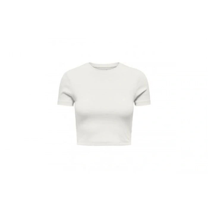 15311891 Likralı Fitilli Crop Kadın T-Shirt Beyaz