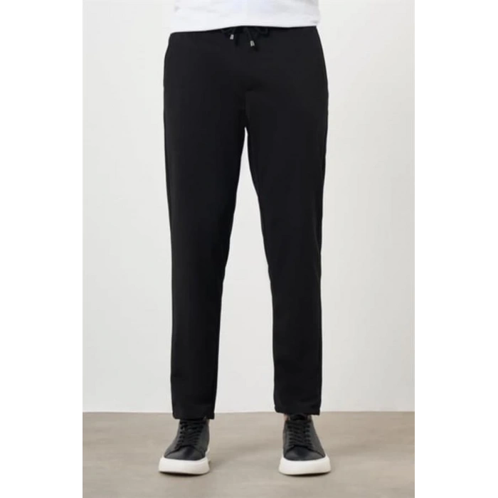 2534 Beli Lastikli Jogger Old Money Style Erkek Pantolon Siyah