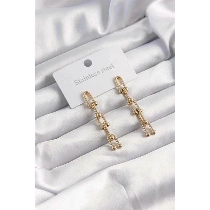 316L Çelik Altın Renk Sallantılı Model Küpe