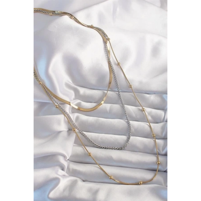 316L Çelik Çift Renk Uzun Çoklu Kolye