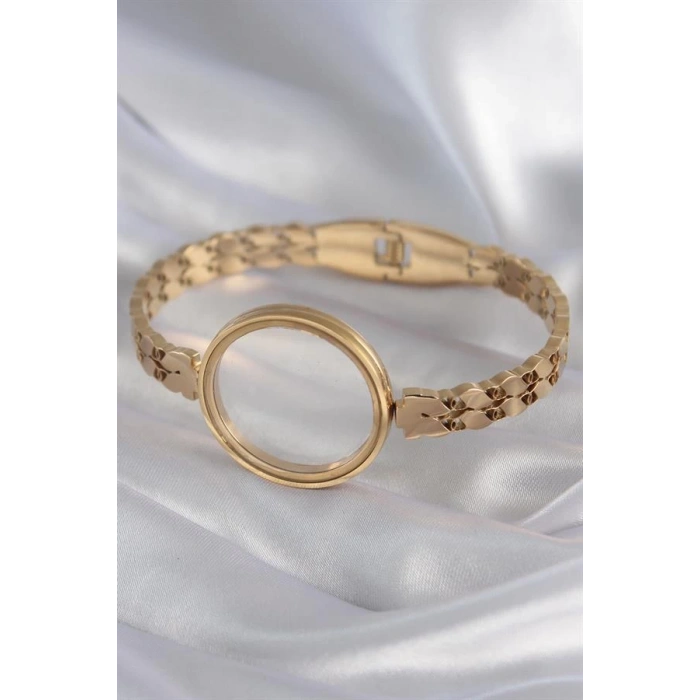 316L Çelik Gold Renk Arpa İşleme Açılabilir Fanus Model Kadın Kelepçe