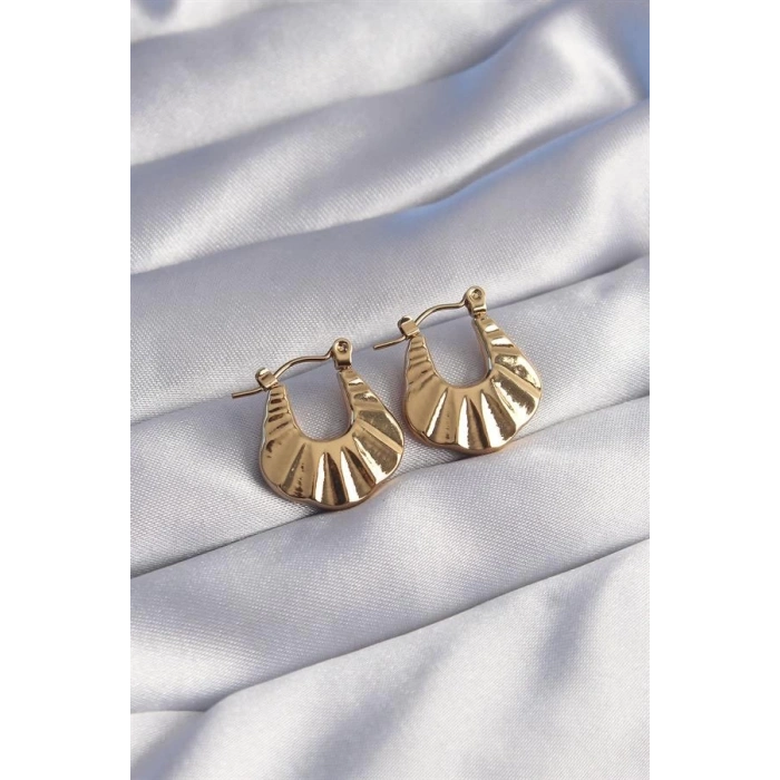 316L Çelik Gold Renk Kabartmalı Görünüm Küpe