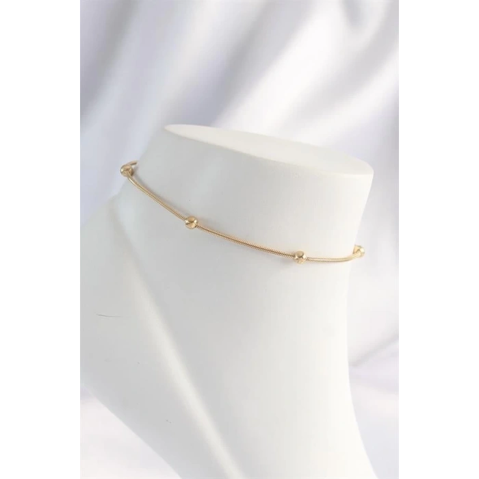 316L Çelik Gold Renk Minimal Topçuk Model Halhal