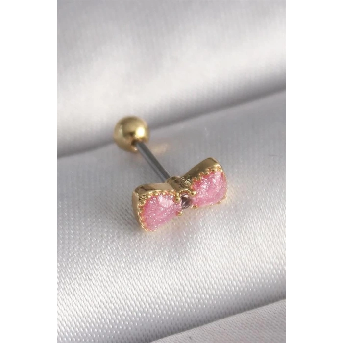 316L Çelik Gold Renk Pembe Fiyonk Model Tragus Piercing