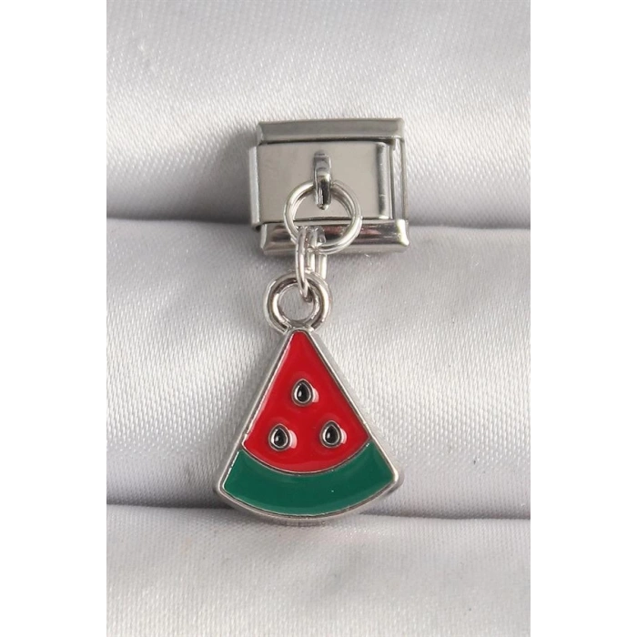 316L Çelik Gümüş Renk Karpuz Dilim Model Nomination Charm