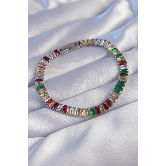 316L Çelik Gümüş Renk Renkli Su Yolu Tasarımlı Bileklik