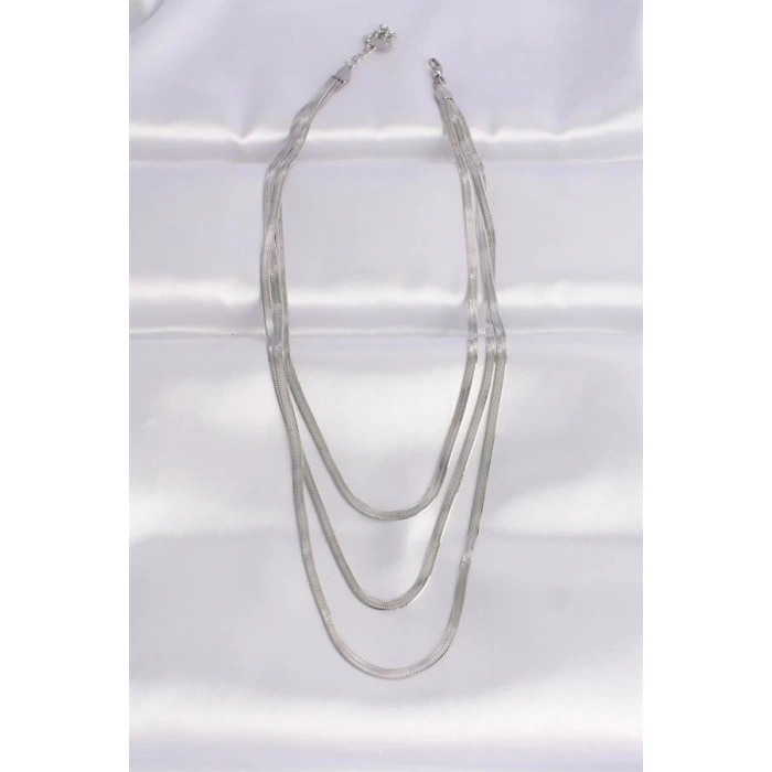 316L Çelik İtalyan Zincir Gümüş Renk Çoklu Kolye