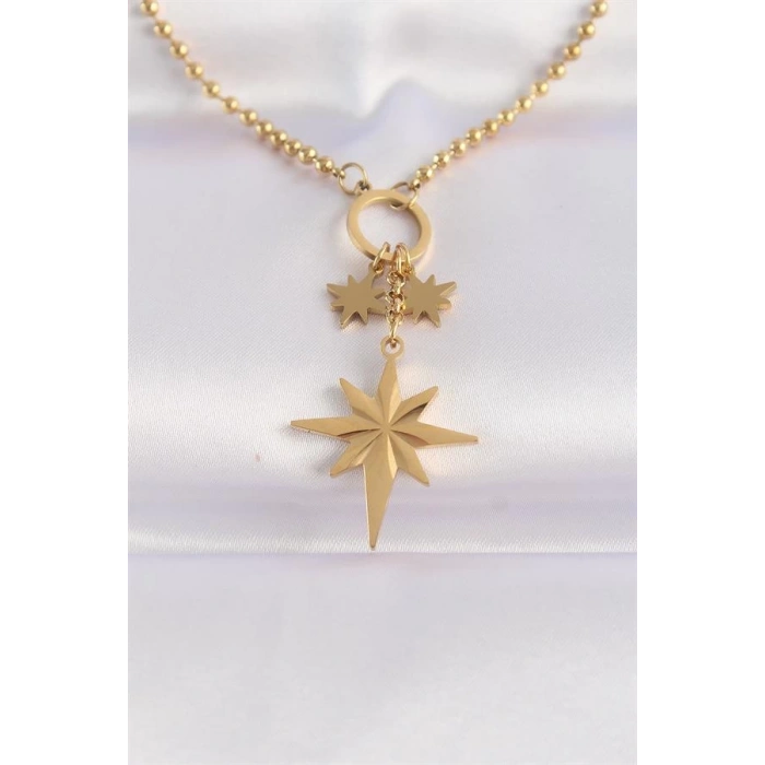 316L Çelik Zincir Altın Renk Kutup Yıldızı Kolye