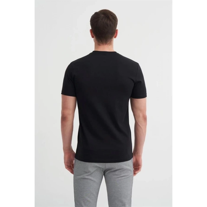4624 Basıc V Yaka Erkek T-Shirt Siyah