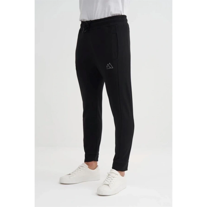 8017 2 İplik Slim Fit Erkek Eşofman Altı Siyah