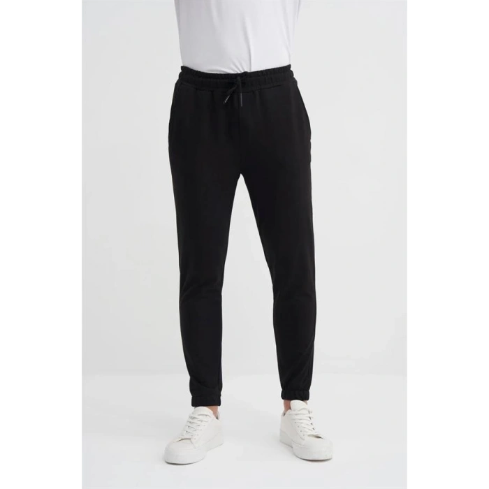 8041 2 İplik Lastik Paçalı Erkek Eşofman Altı Siyah